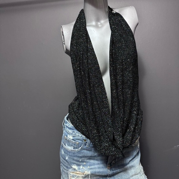 Y2K Sparkle Cowl-Neck Halter Top - Picture 2 of 5